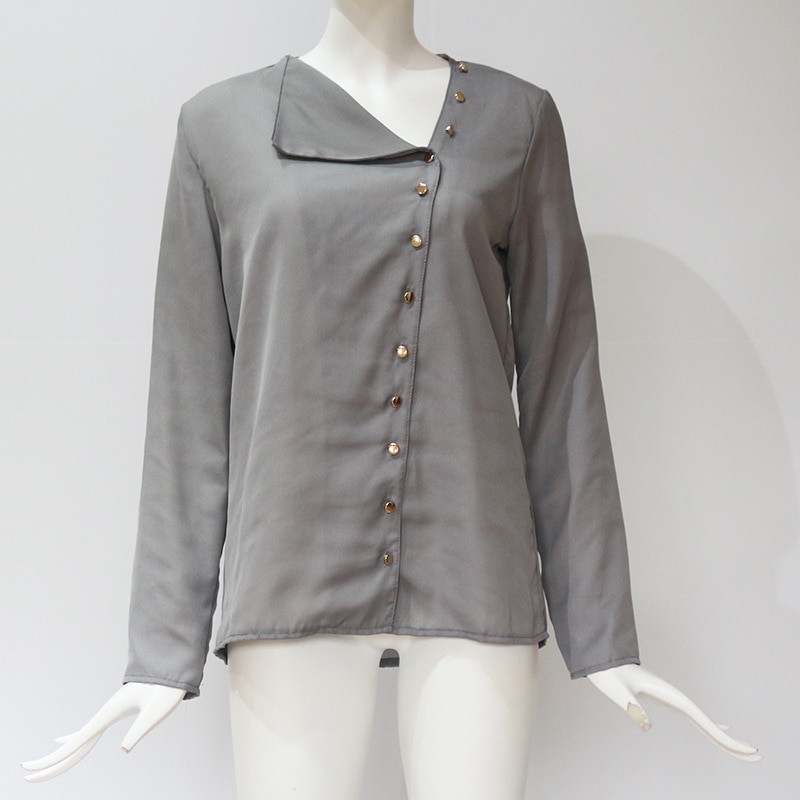 Women's Chiffon Blouse with Decorated Buttons